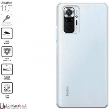 Silikoninis plonas dėklas 1.0 mm - permatomas (telefonui Xiaomi Redmi Note 10 Pro)